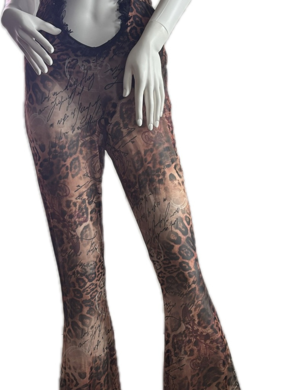 PrettyLittleThing Brown & Black Leopard-Print Flare Jumpsuit